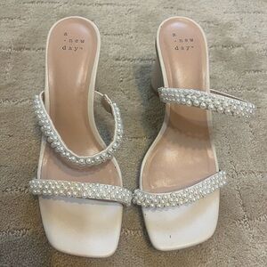 A New Day beige sandals with pearls- size 6.5